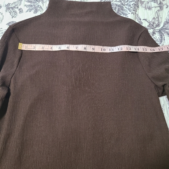 Chocolate mock Neck Elegant Brown Women's Sweater - Picture 7 of 8